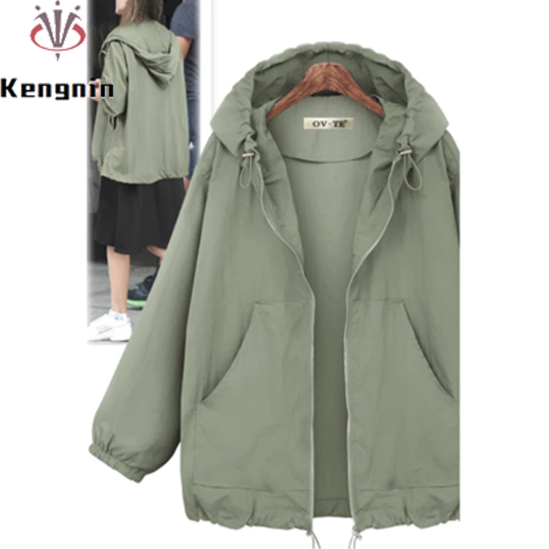 

Autumn Winter European Style Hooded Jackets Women Plus Size 4XL Zipped Overcoat Drawstring Pockets Casual Female Outerwear KN339