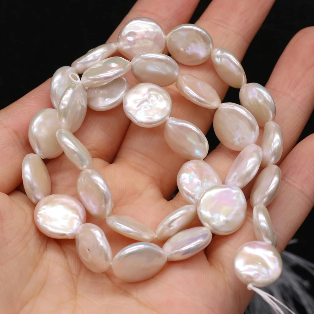 Natural Freshwater Pearl Beads Irregular White Button Shape Loose Beaded For Jewelry Making DIY Bracelet Necklace Accessories