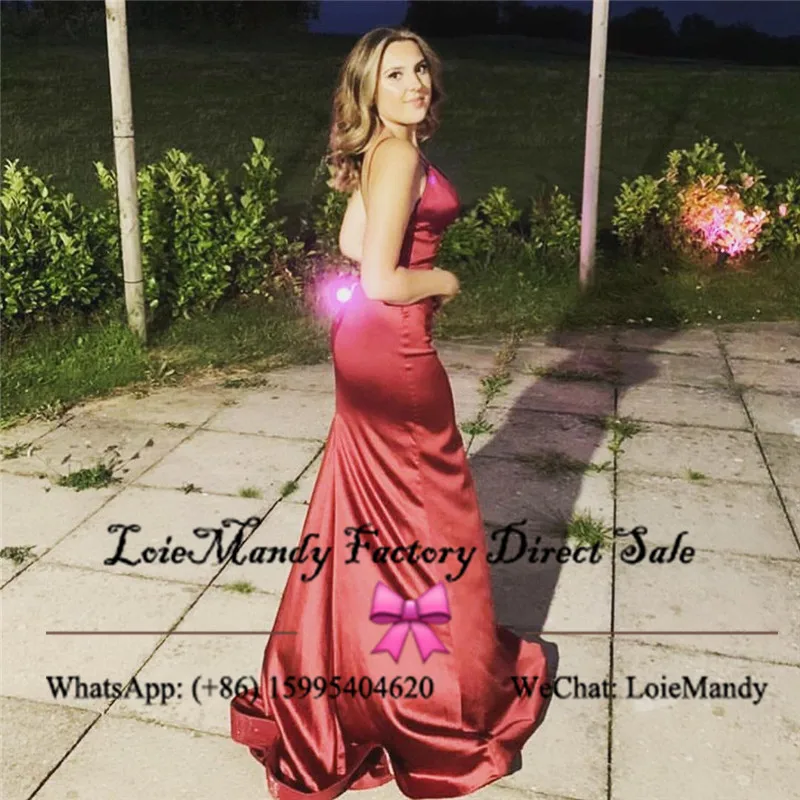 Long Red Mermaid Prom Dresses 2022 Sexy High Split Evening Party Gown For Women New Custom Made Vestido de fiesta de boda