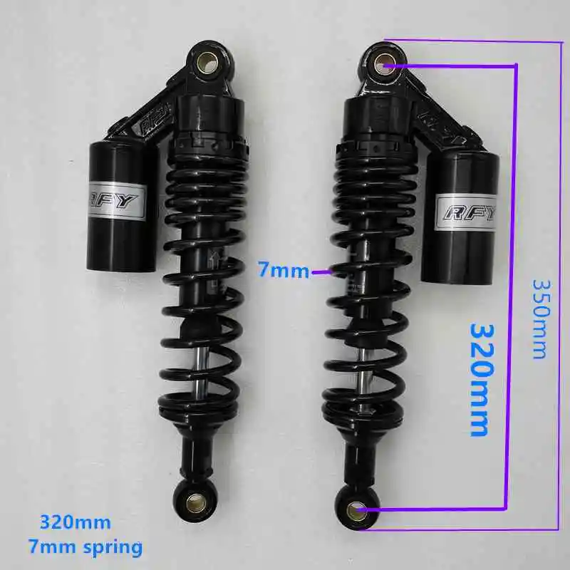 7mm spring Universal 320mm /330mm/340mm/350mm/360mm Motorcycle Shock Absorber for HONDA YAMAHA SUZUKI KAWASAKI chrome black gold