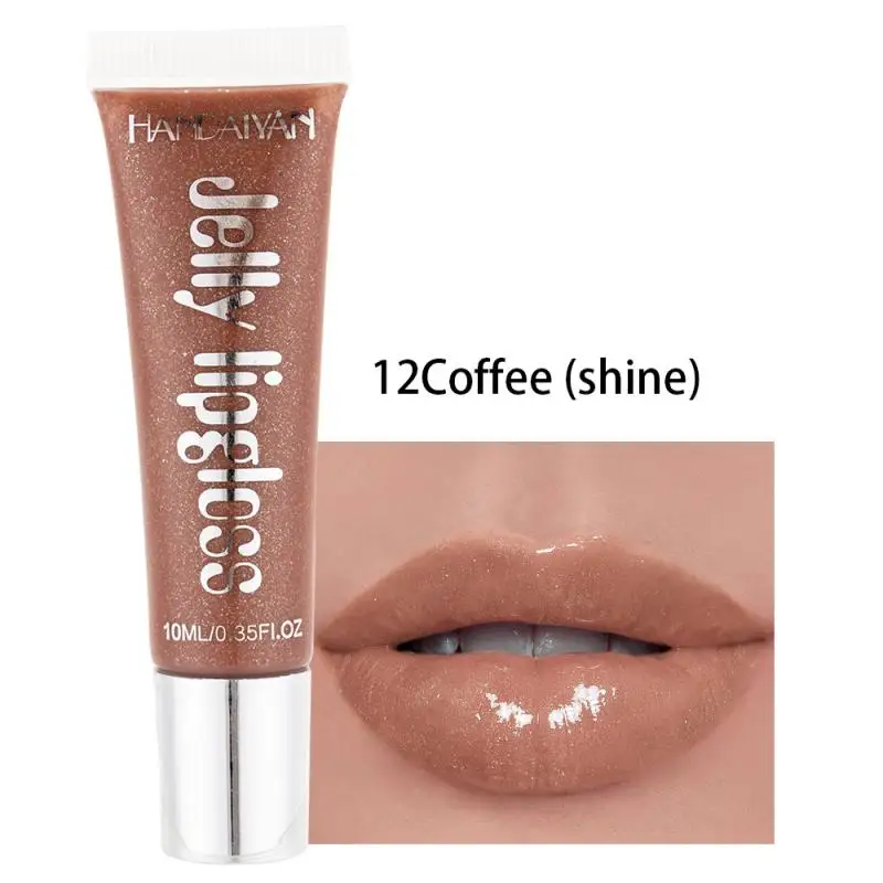 HANDAIYAN Shiny Jelly Lipstick Cream Liquid Lip Gloss Moisturizing Nourishing Lips Plumper Lip Enhancement Cosmetics Tool TSLM2