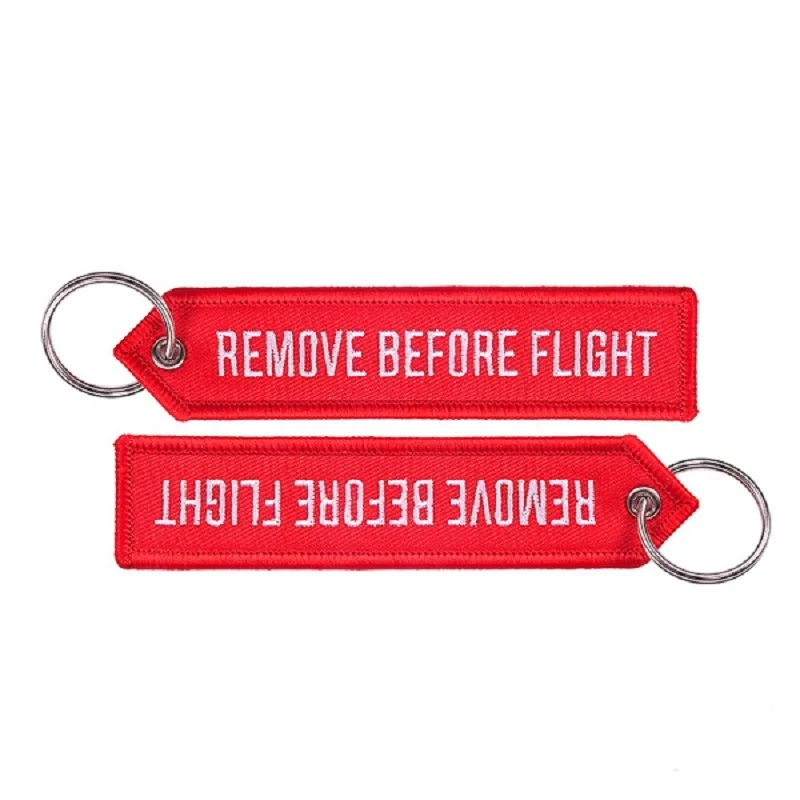 3 Pcs/Lot Remove Before Flight Key Chains for Aviation Gifts Embroidery Customize keyring Special Key Tags Jewelry sleutelhanger