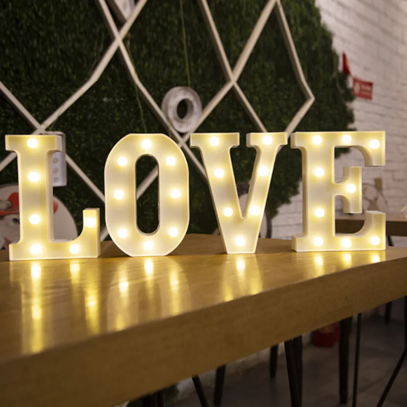 Luces LED con letras del alfabeto de lujo, lámpara luminosa con números, luz nocturna con batería para el hogar, boda, cumpleaños, decoración para fiesta de Navidad