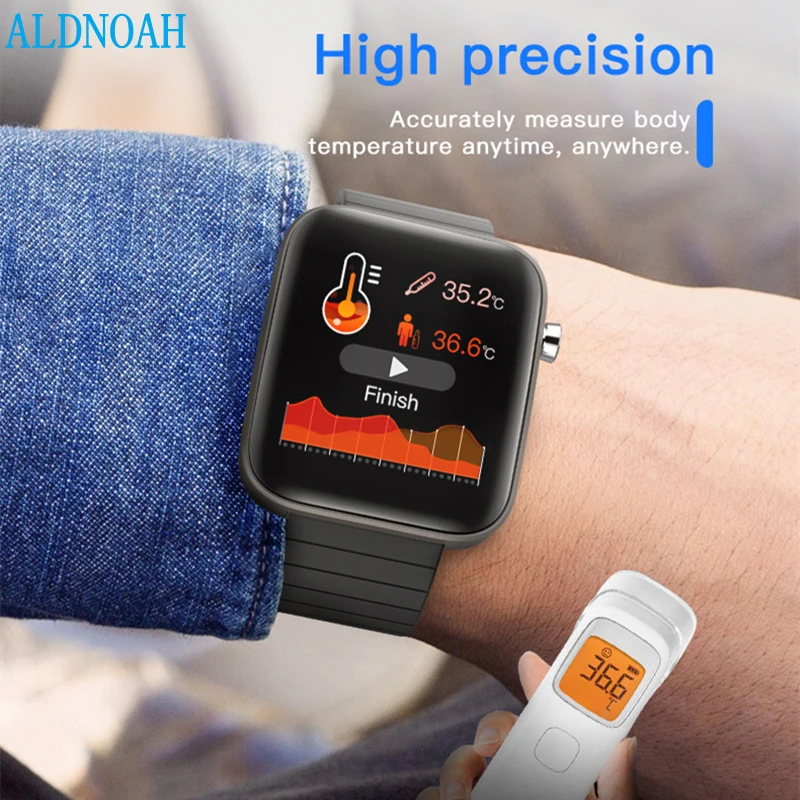 2021 New Men Women Sports Business Smart Watch Body Temperature Measure Heart Rate Blood Pressure Monitor Smartwatch For Phones