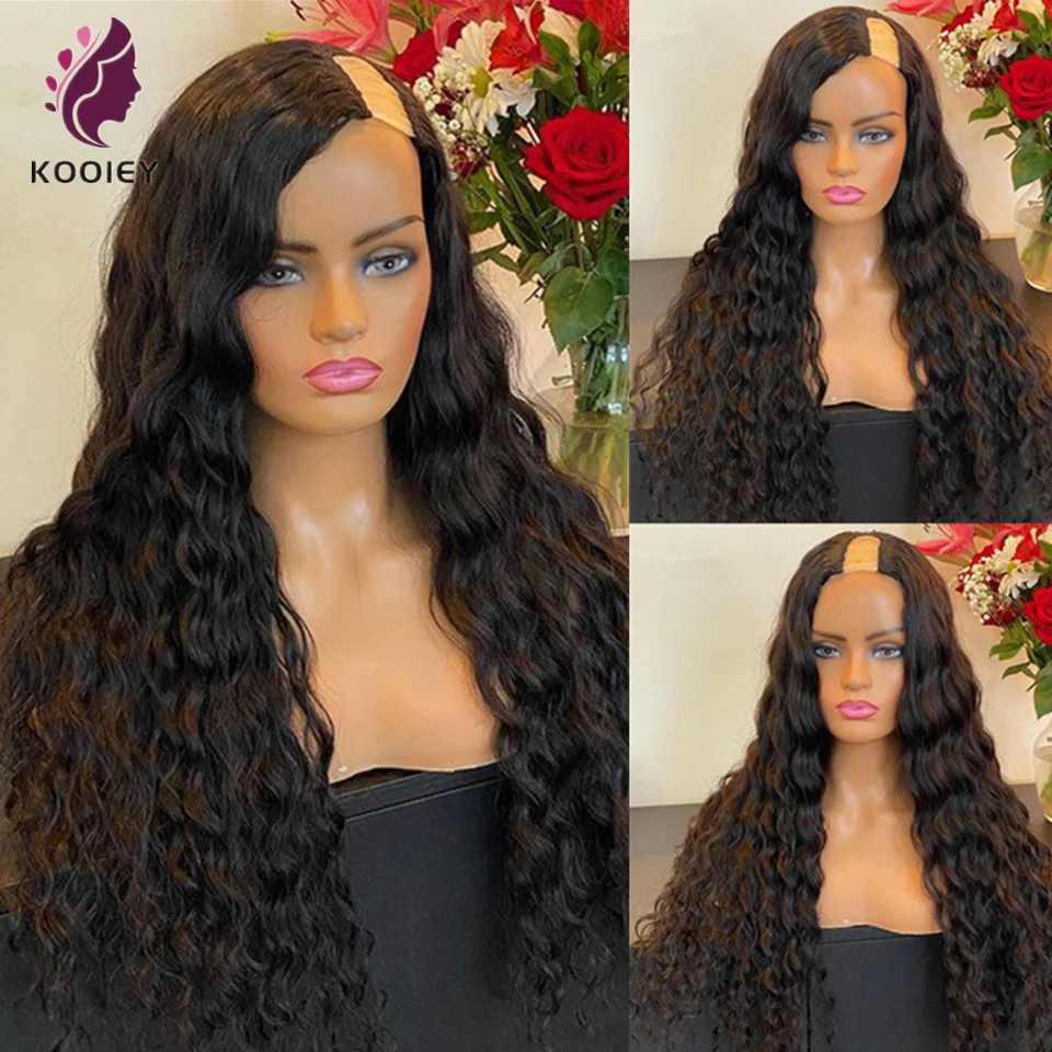 Full 220 Density Water Wave Wig Brazilian Remy U Part Wig Human Hair Wig 2*4'' Middle Part U Shape Human Hair Wigs For Women