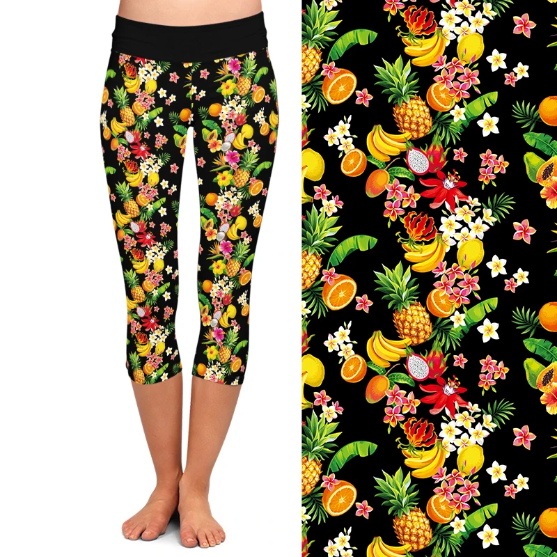 Letsfind nova capri laranjas leggings feminino muito confortável calças macias imprimir frutas de alta qualidade elasticidade leggins