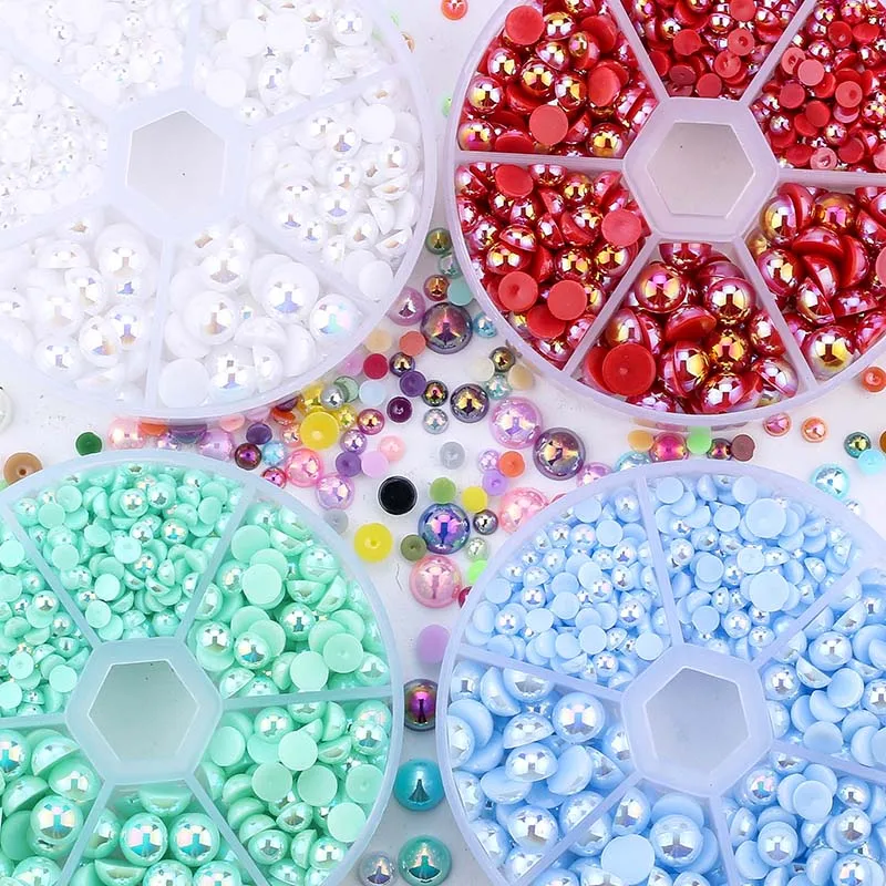 900pcs/box Half Round Flatback Pearls Resin Beads Craft Decorate Diy Clothing Pearls ABS Imitation For Jewelry Making DIY