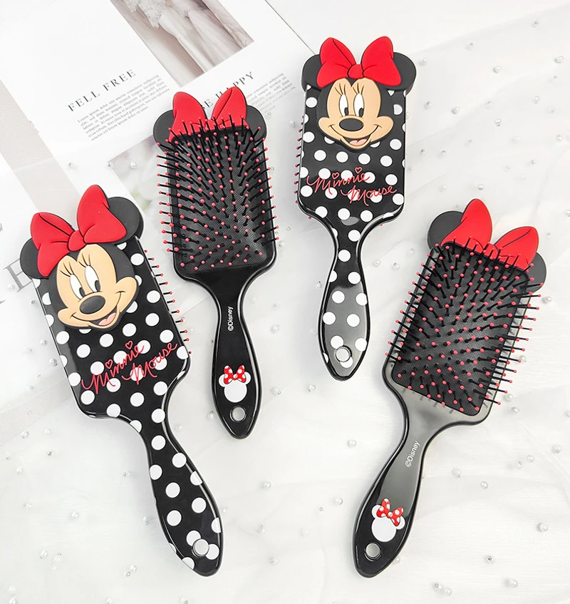 Disney Cartoon 3D Airbag Comb Mickey & Minnie Mouse Bow Shape Antistatic Girl Comb Girl Air Cushion Massage Comb