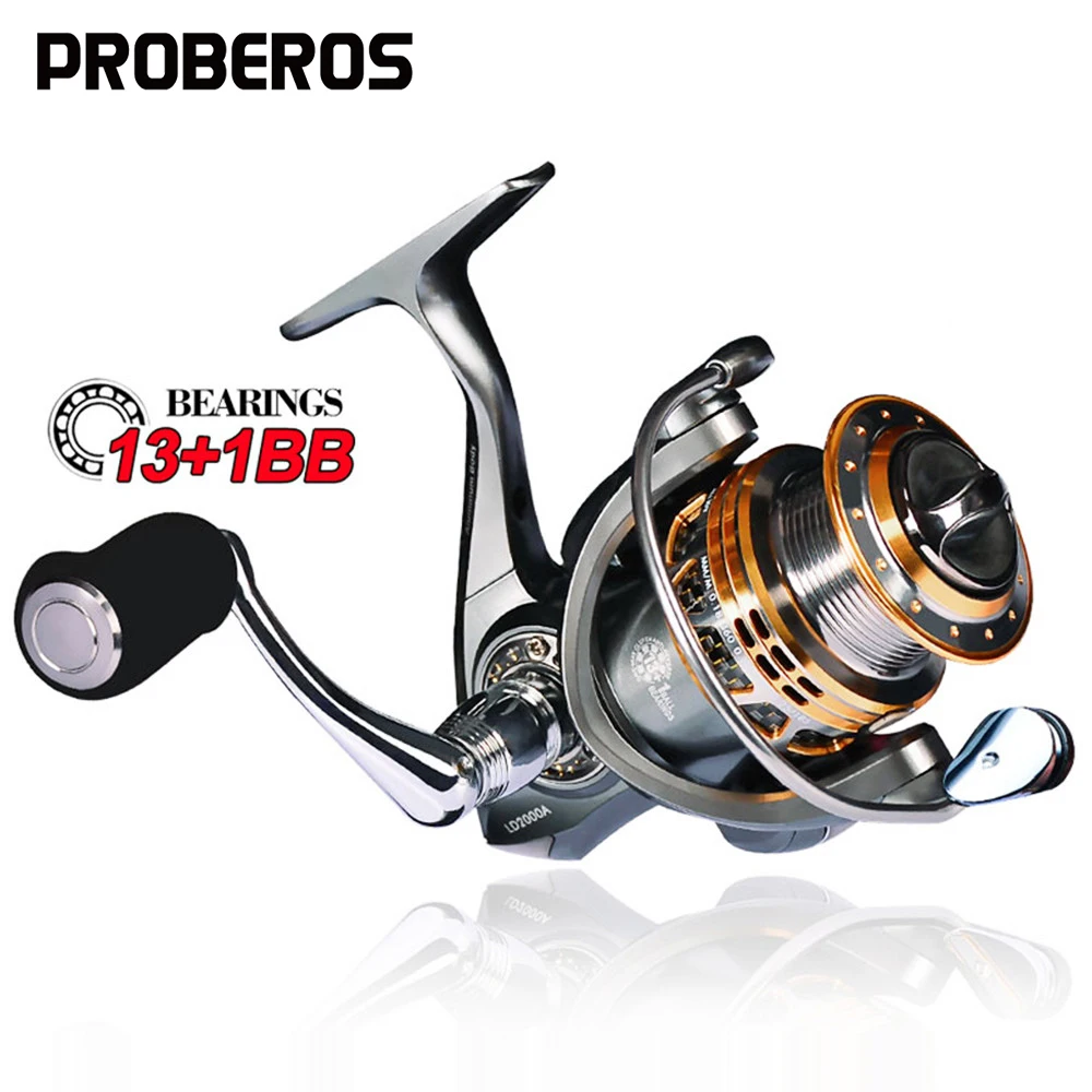 

PROBEROS Aluminum alloy Fishing Reel 20KG Max Drag Sea Boat 1000-6000 Spinning Reel 14BB Stainless Steel Bearing Anti-Seawater