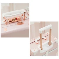 Vintage Luxury Travel Suitcase Set with Handbag PU Leather Trolley Luggage Valise Women Cute Rolling Luggage 20/22/24/26 Inch 6