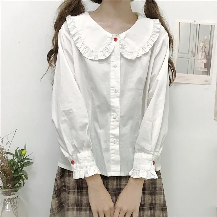 Japanse Loli Pop Kraag Lange Mouwen Shirt + Vest + Plaid Rok Fee Jurk Thee Party Lolita Jurk Zoete lolita Pop