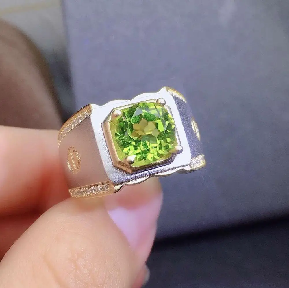 Natural And Real Peridot ring Men ring gem Natural peridot ring 925 sterling silver Wholesale Fine jewelry Gemstone