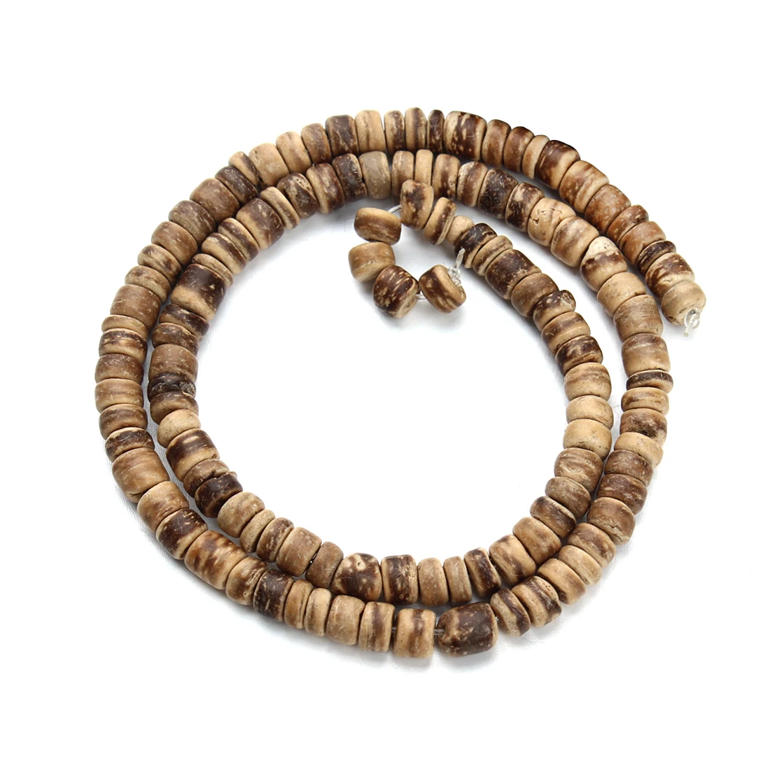 3Strands 5-10mm Round Natural Wood Spacer Beads Coconut Shell Flat Round Prayer Beads For DIY Necklaces Bracelets Jewelry Making