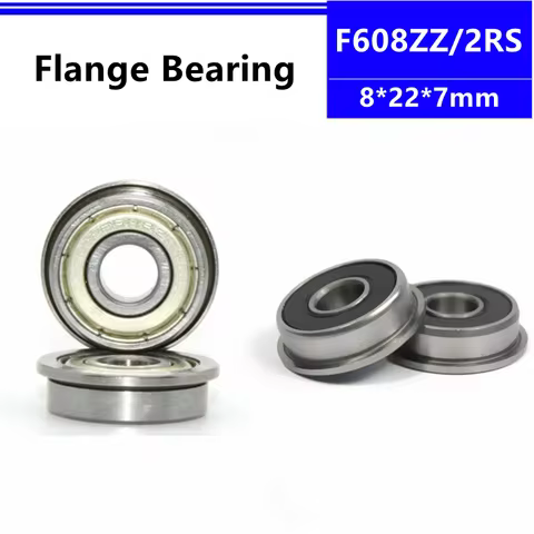 50pcs/100pcs F608ZZ 8*22*7mm F608-2RS flange deep groove ball bearing 8x22x7mm F608Z Flanged bearing F608RS