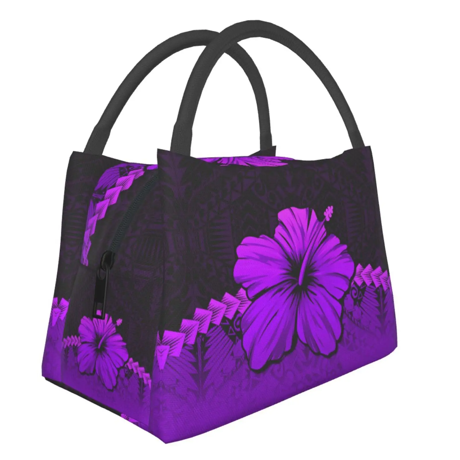 

NOISYDESIGNS Women Insulated Lunch Bag Thermal Tote Bags Vintage Hibiscus Floral Polynesain Tribal Cooler Picnic Food Lunch Box