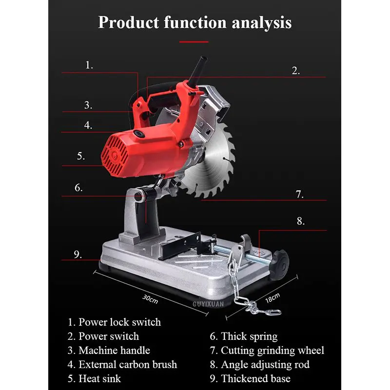 180 Mini Profile Cutting Machine Small Multifunctional Household Portable Wood Steel Metal 45° Precision Cutting Tool Desktop