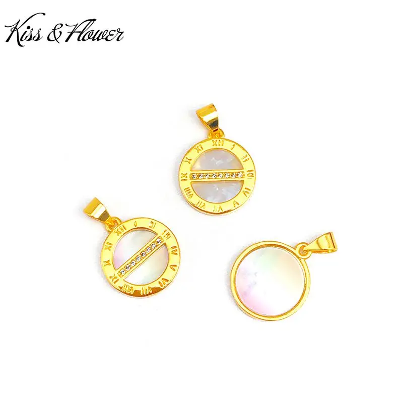 

KISS&FLOWER PD51 Fine Jewelry Wholesale Fashion Woman Girl Birthday Wedding Gift Number Shell 24KT Gold Pendant Charm NO CHAIN