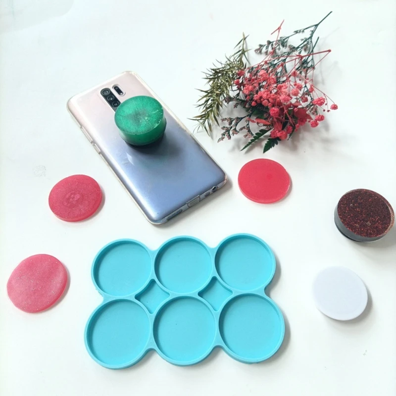 Round Coaster Resin Epoxy Silicone Molds 6-Bundle Disc Circle Tray with Hole Jewelry Casting Necklace Pendant Keychain Charms No
