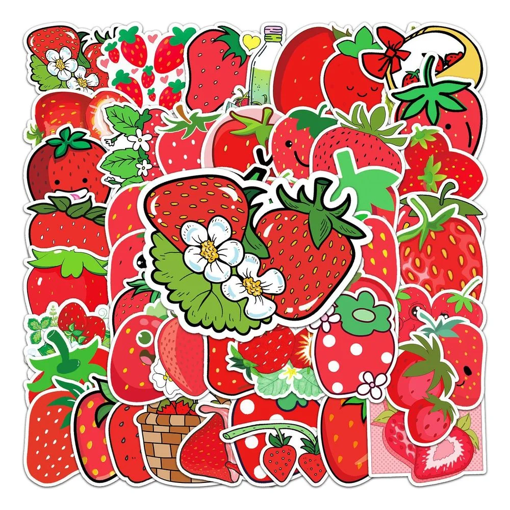 10/50PCS New Cartoon Strawberry Graffiti Waterproof Sticker Trunk Guitar Refrigerator Car Children's WaterCupHelmetWholesale