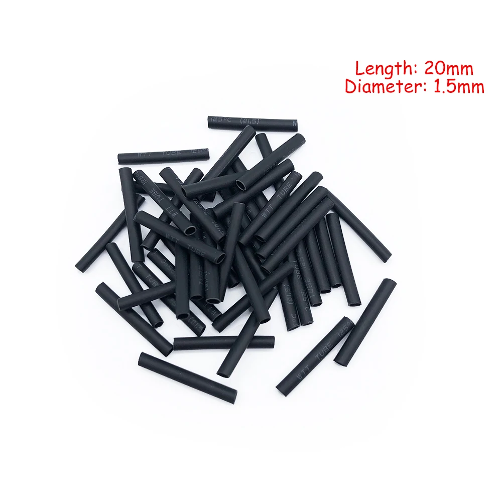 25pcs/50pcs/100pcs Heat Shrink Tubing 1.5mm Black Heat Shrinkable Tube Flame-retardant Insulation Shrink Sleeve Wire Protective