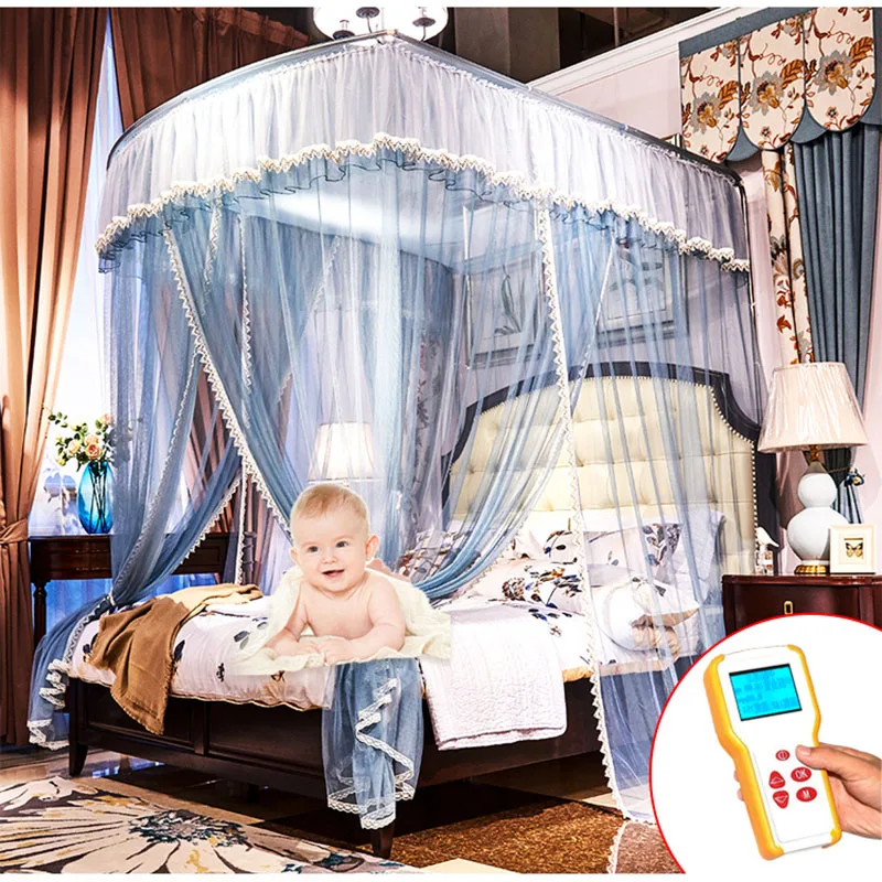 Summer New U-Type Telescopic Mosquito Net 1.8m Bed Thickening Free Installation Home 1.5 Princess Curtains Home Supplies