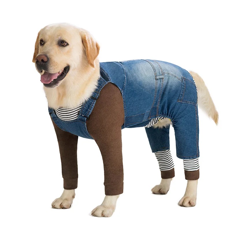 Medium and Large Dog Denim Bodysuit Adjustable Dog Pants Fashionable Large Dog Clothing