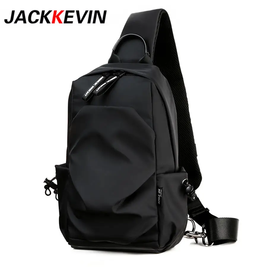 Men Crossbody Bags USB Charging Chest Pack Sling Bag for Men Short Trip Messengers Bag Water Repellent Shoulder Bag