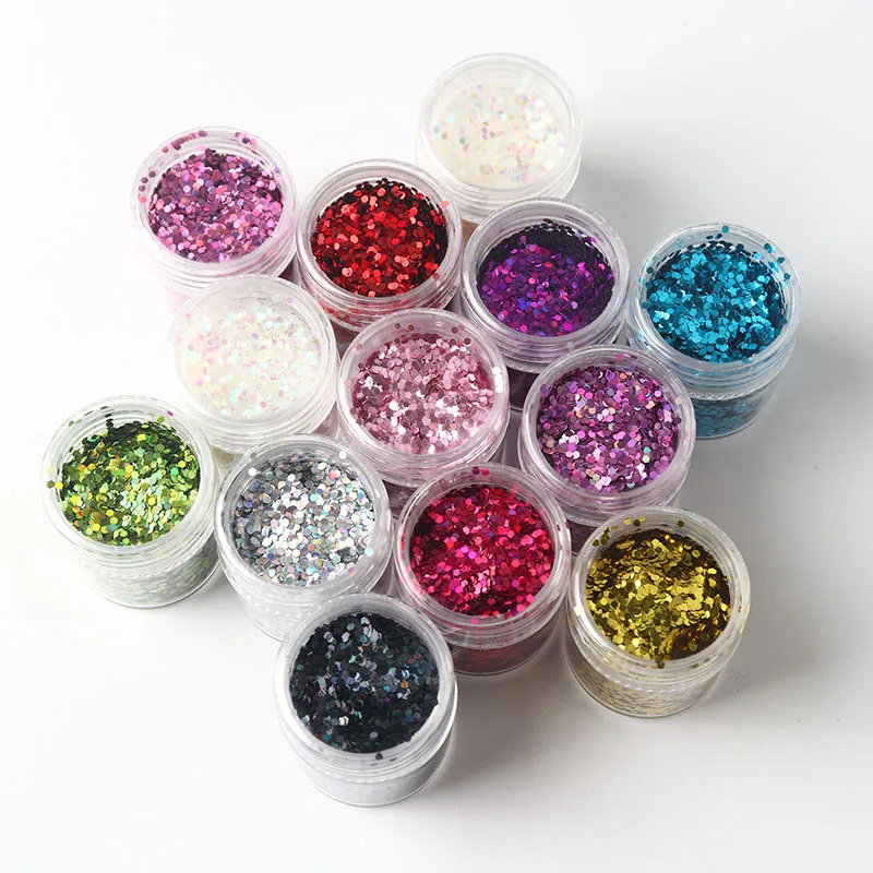 10Ml Laser Hexagonal Sequin Shiny Nail Polish Powder Flake Dust Sparkling Chrome-Plated Paint Polish Nail Polish Nail Decoration