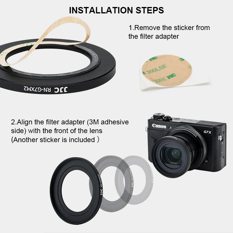 2 in 1 RN-G7XM2 Filter Adapter 49mm Lens Cap for Canon Powershot G5X,G7X,G7X Mark II