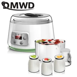 DMWD Electric Yogurt Maker With 4 Cups Automatic Yoghurt Rice Wine Machine Buttermilk Sour Cream Natto Making Machine 1.3L EU US