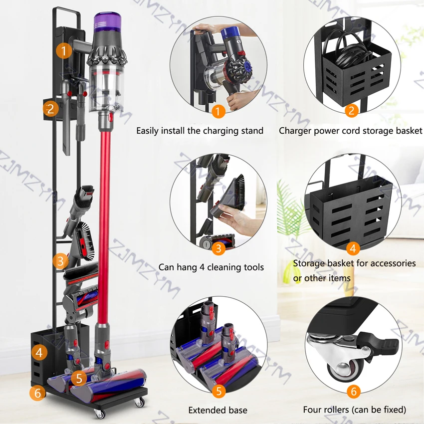 Vacuum cleaner universal storage rack Punch-free floor Cordless Vacuum Cleaner Stand with wheels vacuum cleaner bracket