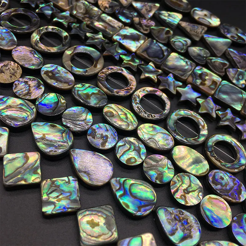 Free delivery Fashion mixed color A round teardrop-shaped square Natural Abalone Sea Shell Beads for female DIY Jewelry Bracelet