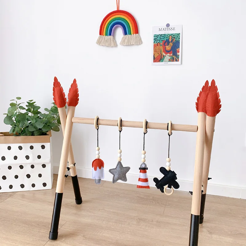 Nordic Style Baby Wooden Play Gym Boys Girls Fitness Frame Activity Gym Children Educational Toys Newborn Gift