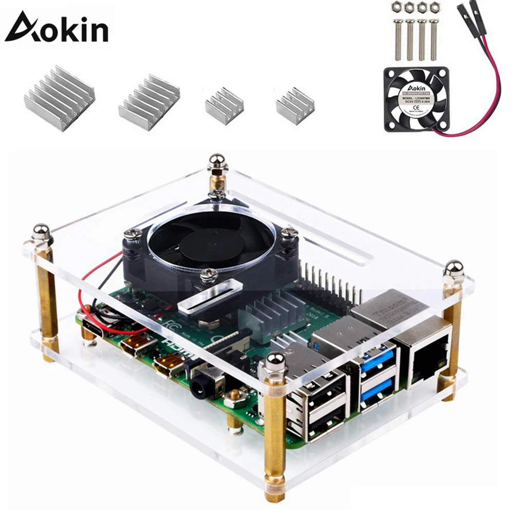 

Чехол для Raspberry Pi 4 B, чехол с радиатором охлаждения для Raspberry Pi 4 Model B pi 3 B +/ 3B/ 2B