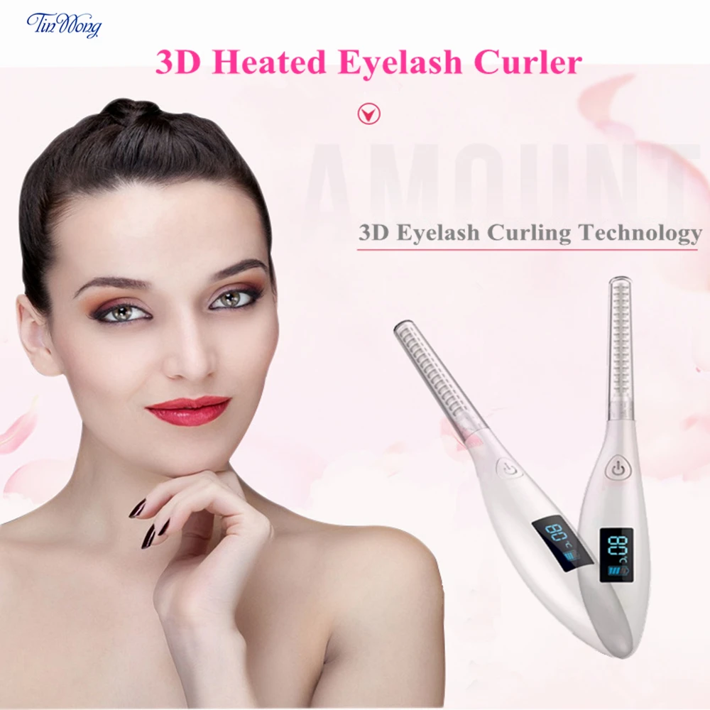 Tinwong Electric Eyelash Curler USB Rechargeable Ceramic Inner Core Heated Long-Lasting