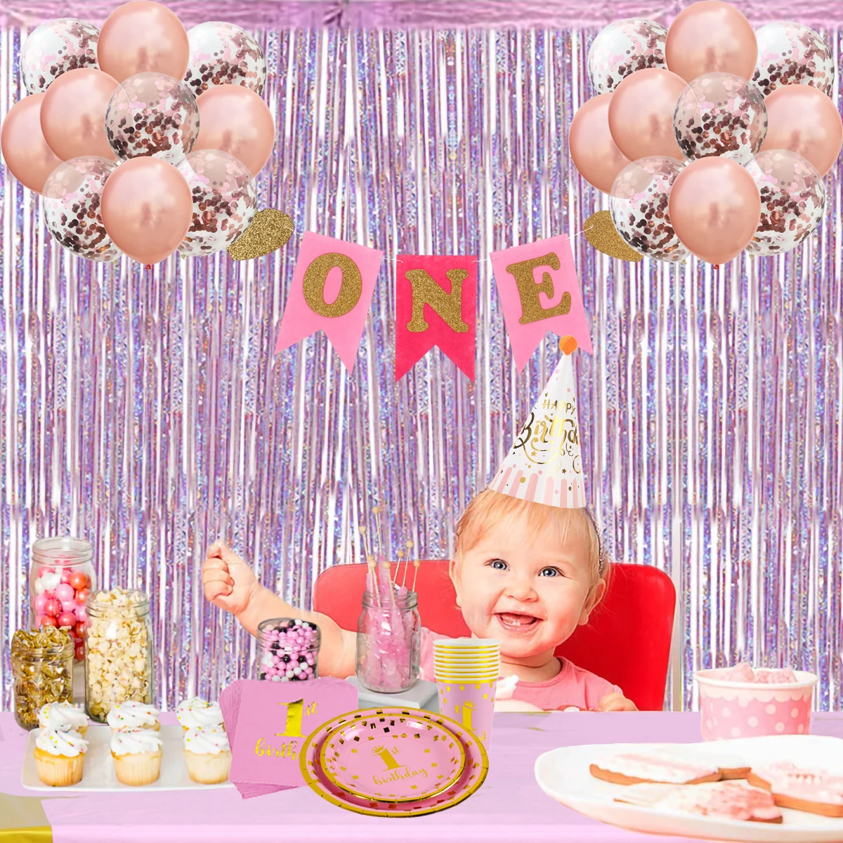 Baby 1st Geburtstag Banner Flagge Monatliche EIN Jahr Bunting Garland Baby Dusche Junge Mädchen Erste Glücklich Geburtstag Party Dekorationen Kinder