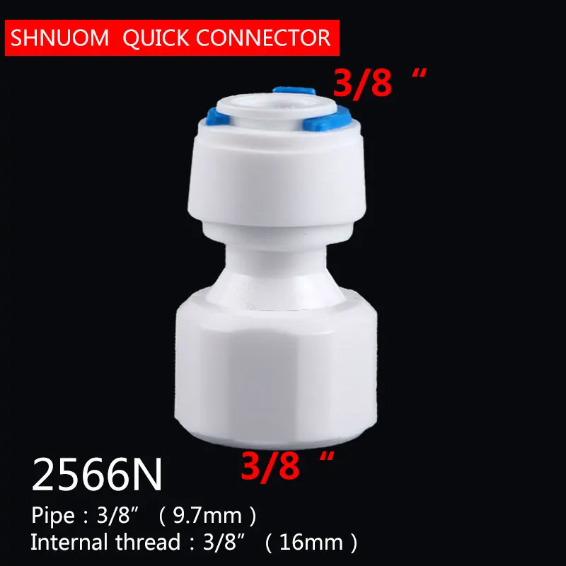 Tubo purificador de agua RO, rosca interna de 3/8 "a 3/8", diámetro de junta de 2566, tubo de plástico recto de 16MM, montaje de conector rápido