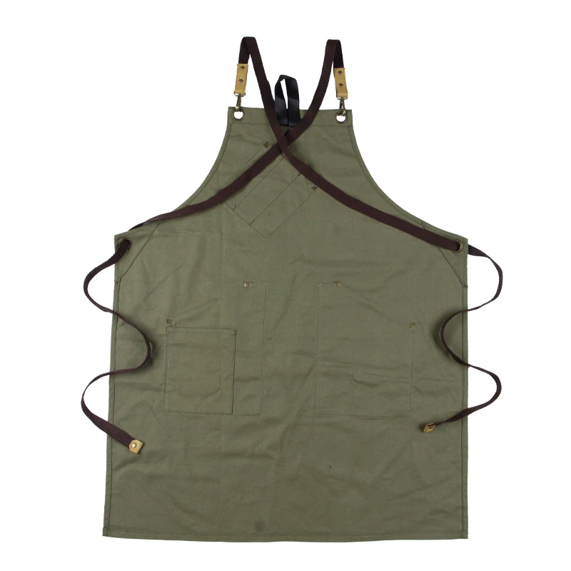 Fashion&Working Design Light Soft Canvas Apron Double Side Pockets Adjustable Whole Body Hangable  Painting Chef Restaurant