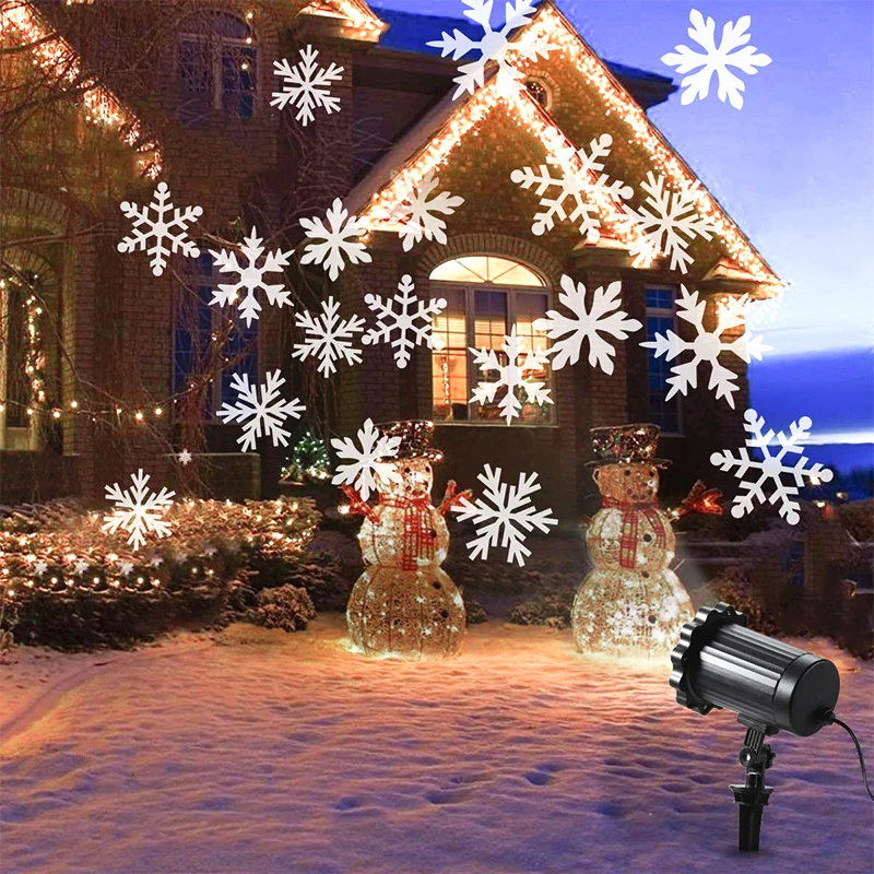 Moving Snowfall Laser Projector Light Waterproof Christmas New Year LED Stage Lights Snowflake Xmas Party Garden Landscape Lamp