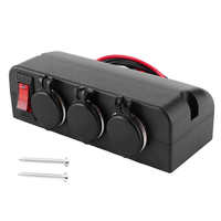12-24V Car Power Cigarette Lighter Socket Adapter 3 Way Port 16A Waterproof Overload  With Cut-Out Switch