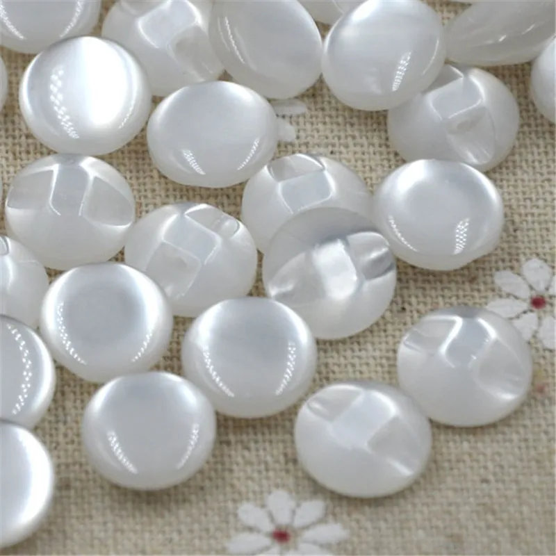 50 pcs 12 mm White Cat's Eye button craft/sewing/baby lot mix PT82