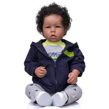 Black 50CM baby reborn Liam black skin baby doll Africn American Boy newborn size high quality collectible art doll