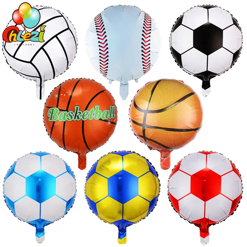 8pcs 18inch Football Basketball Foil Balloons Tennis Volleyball Helium Ballon Bar Decoration Celebration Birthday Party Decor