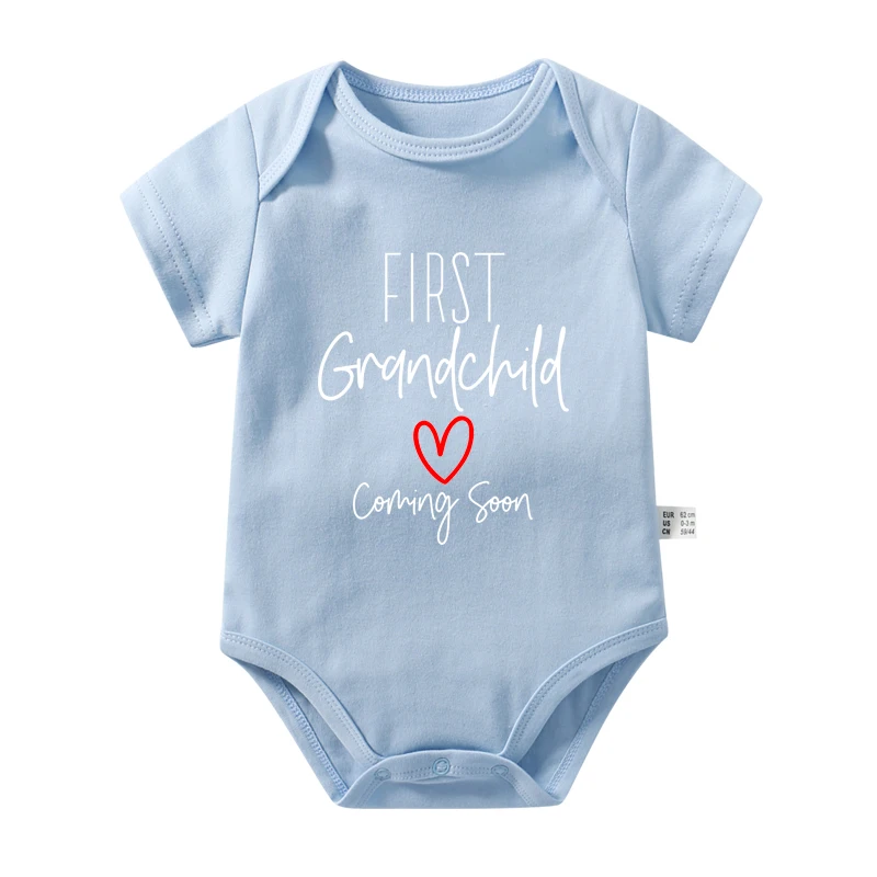 First Grandchild Coming Soon Baby Announcement Onesie Newborn Bodysuit Cotton Boy Girl Infant Jumpsuit Gift for New Grandparents