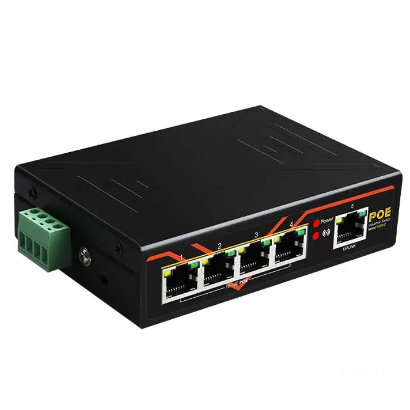 محول إيثرنت صناعي 5 منافذ ، محول شبكة 48V 10/100Mbps ، POE DIN ، سكة حديدية ، RJ45 Lan Hub ، مهايئ إشارة مقوي