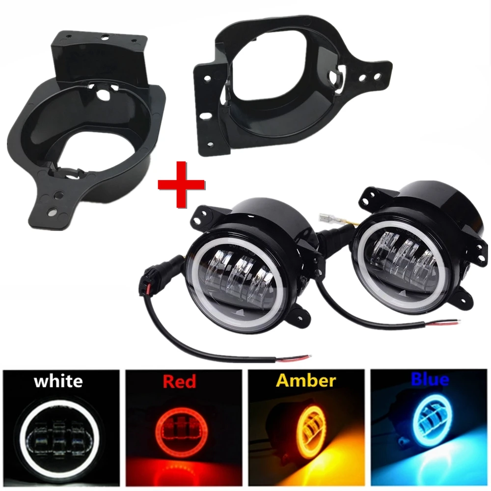 

4Inch Halo Led fog light for Jeep JL Wrangler Car Accessories waterproof LED fog lamp With Mounting Bracket