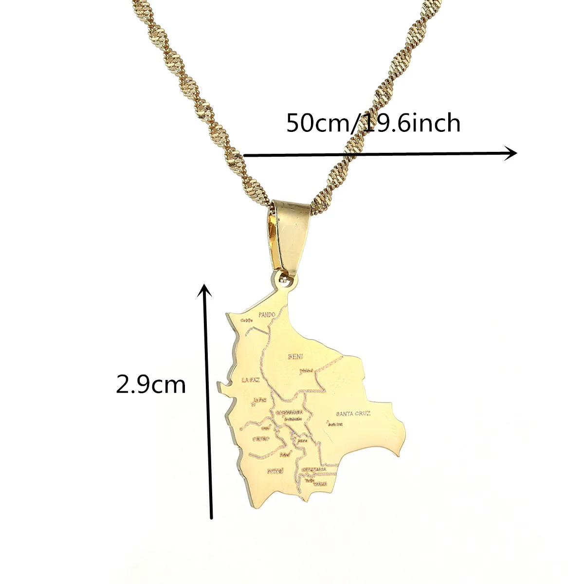 Unisex Stainless Steel Bolivia Map Country Cities Name Pendant Necklaces For Women Bolivians Anniversaries Jewelry