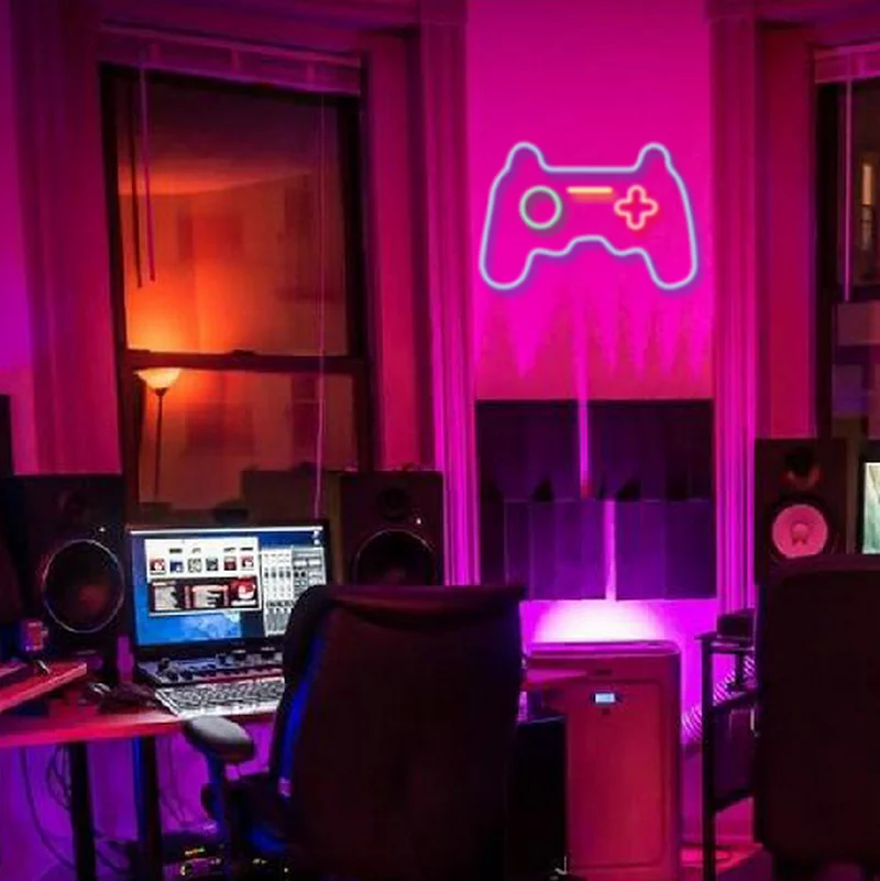 LED Neon Light Sign for Game Pad, Bateria USB, Decoração do quarto, Presente de aniversário