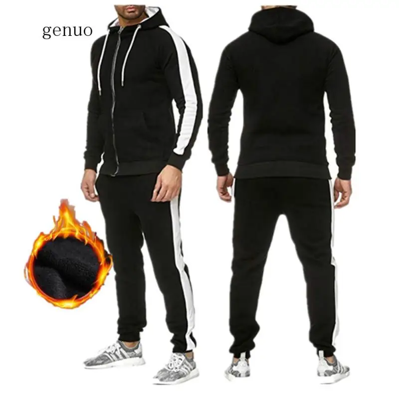 

New Brand Tracksuit 2020 Fashion Hoodies For Men Sportswear Two-piece Sets Of Thick Hooded Wool + Pants Sports Suit For Men