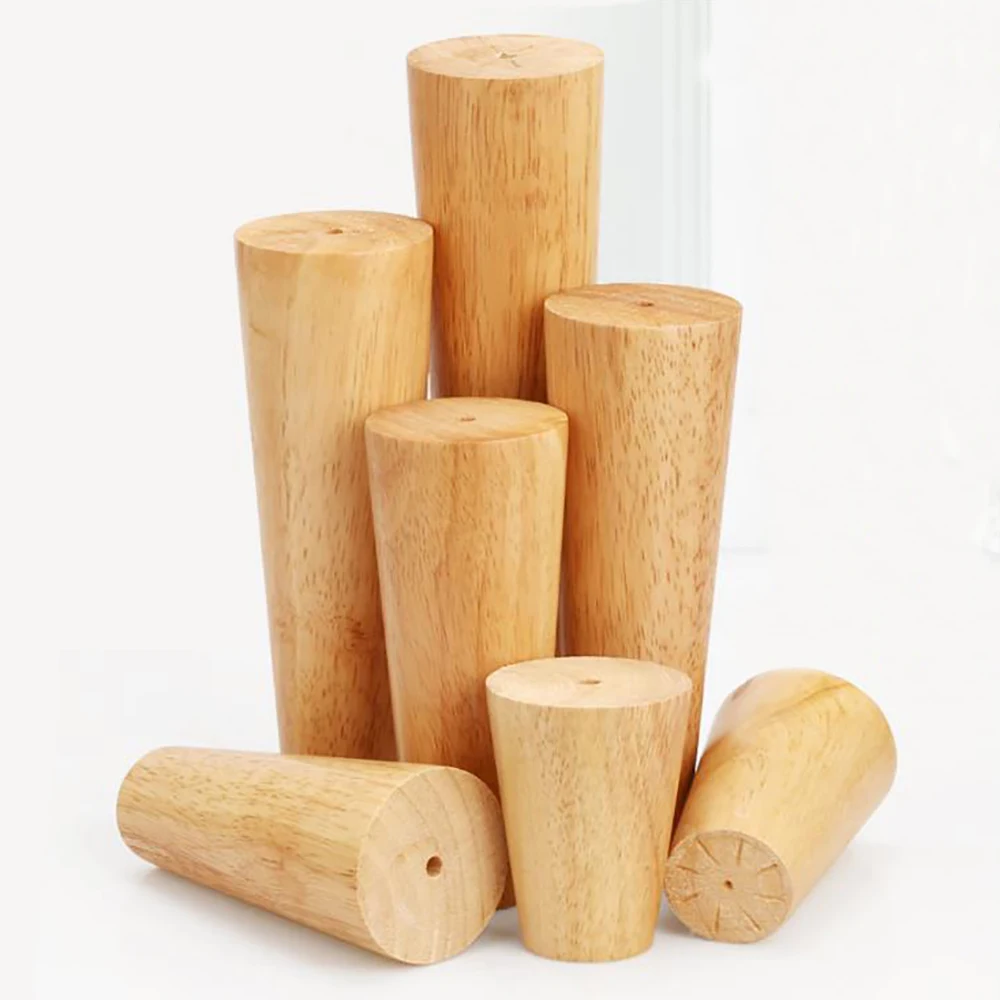 1PCS Natural Solid Wood Furniture Leg Cone Shaped Wooden Carbinet Table Leg 8cm/10cm/12cm/15cm/18cm/20cm/30cm Without Gasket